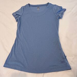 REI Coop Women's Blue Short Sleeve Crew Neck Blouse with Side Pockets Size XXS